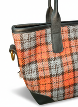 Load image into Gallery viewer, Orange Checked Harris Tweed & Leather Handbag