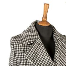 Load image into Gallery viewer, Harris Tweed Ladies Double Breasted Maxi Length Coat Black and White Dog Tooth