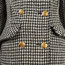 Load image into Gallery viewer, Harris Tweed Ladies Double Breasted Maxi Length Coat Black and White Dog Tooth