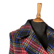 Load image into Gallery viewer, Harris Tweed Ladies Double Breasted Maxi Length Coat Black Stewart Tartan