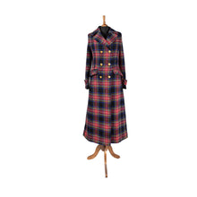 Load image into Gallery viewer, Harris Tweed Ladies Double Breasted Maxi Length Coat Black Stewart Tartan