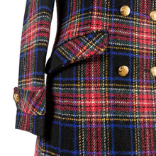Load image into Gallery viewer, Harris Tweed Ladies Double Breasted Maxi Length Coat Black Stewart Tartan