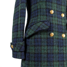 Load image into Gallery viewer, Harris Tweed Ladies Double Breasted Maxi Length Coat Black Watch Tartan