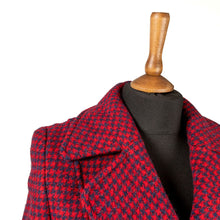 Load image into Gallery viewer, Harris Tweed Ladies Double Breasted Maxi Length Coat Red and Dark Blue Dog Tooth