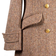 Load image into Gallery viewer, Harris Tweed Ladies Double Breasted Maxi Length Coat Camel and Fawn Herringbone