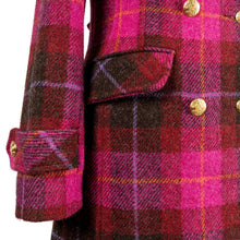 Load image into Gallery viewer, Harris Tweed Ladies Double Breasted Maxi Length Coat Pink Tones Tartan