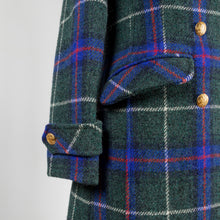 Load image into Gallery viewer, Harris Tweed Ladies Double Breasted Maxi Length Coat Green Tartan
