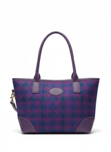 Load image into Gallery viewer, Purple &amp; Blue Checked Harris Tweed Handbag
