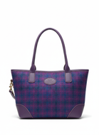 Purple & Blue Checked Harris Tweed Handbag