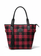 Red & Black Checked Harris Tweed & Leather handbag