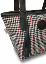Load image into Gallery viewer, Red &amp; Black Houndstooth Harris Tweed &amp; Leather handbag
