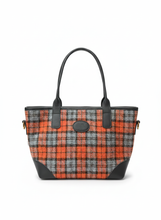 Load image into Gallery viewer, Orange Checked Harris Tweed &amp; Leather Handbag
