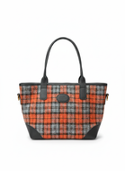 Orange Checked Harris Tweed & Leather Handbag