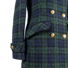 Load image into Gallery viewer, Harris Tweed Ladies Double Breasted Maxi Length Coat Black Watch Tartan
