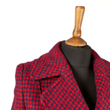 Load image into Gallery viewer, Harris Tweed Ladies Double Breasted Maxi Length Coat Red and Dark Blue Dog Tooth
