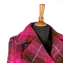 Load image into Gallery viewer, Harris Tweed Ladies Double Breasted Maxi Length Coat Pink Tones Tartan
