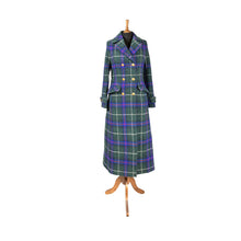 Load image into Gallery viewer, Harris Tweed Ladies Double Breasted Maxi Length Coat Green Tartan
